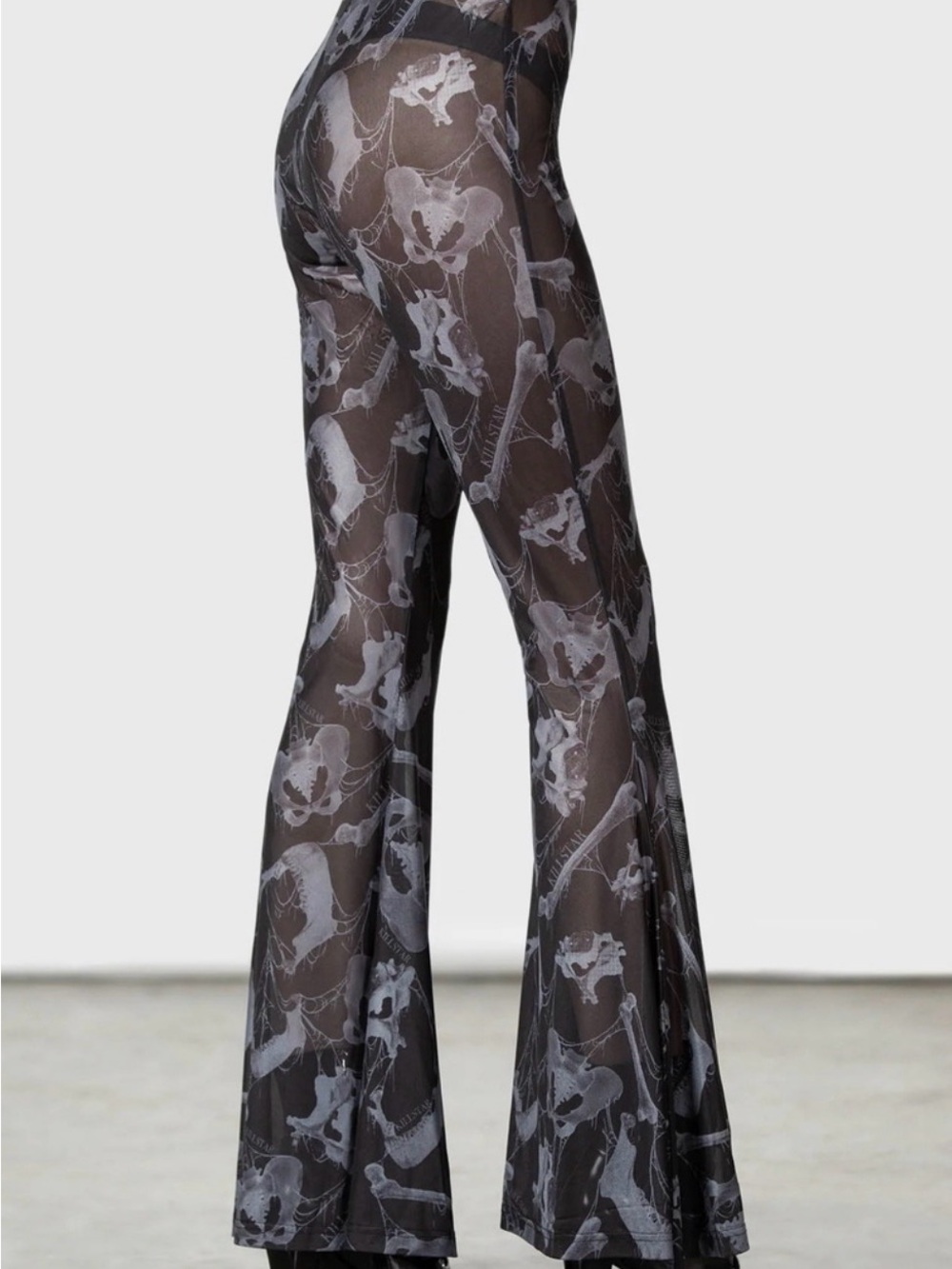 Killstar Sheer Black Mesh Flared Pants